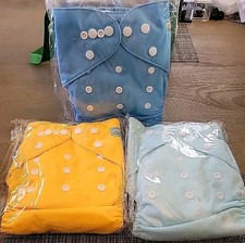 ALVABABY Baby Cloth Diapers Adjustable Washable 3 Pack with 6 Inserts New