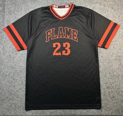 Champro Flame #23 Baseball Jersey Adult M Black Orange Mesh Athletic Tee 1465