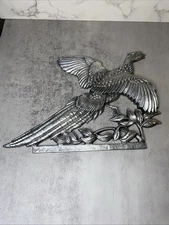 VINTAGE CAST ALUMINUM PHEASANT WALL HANGING HUNTING CABIN DECOR 12 x 9
