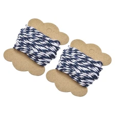 Thread Cord Macrame Cord Cotton Rope Braid String 6.2M/6 Yards Blue White,2pcs
