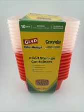 New Retired Crayola Orange Red Deli 16oz Food Storage Containers By Glad