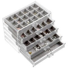 5 Drawer Acrylic Jewelry Organizer with Velvet Trays