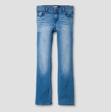 Cat  Jack Girls Bootcut Blue Denim Jeans Medium Wash Button Zip Pockets