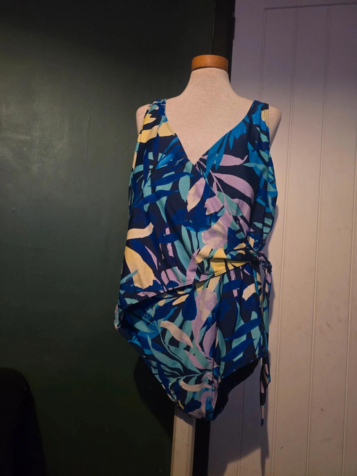Blue Leaf Print jd williams Swimsuit UK size 24