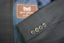 Hickey Freeman Blue Plaid Sport Coat Jacket Sz 46
