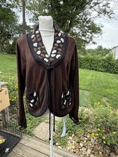 Vintage Lisa Nichols Cardigan Sweater Pocketbooks Front Sleeves  Back small