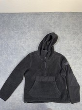 The North Face Hoodie Womens M Gray Sherpa Fleece 1/4 Zip Pullover Hooded Pocket