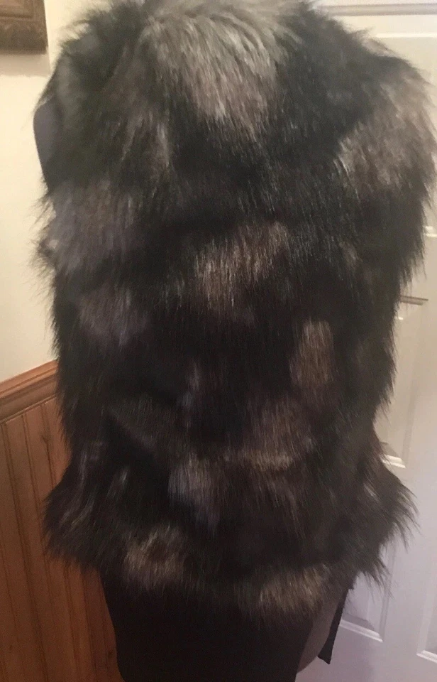 Cache Luxe MUJERES Talla Pequeña Gruesa Imitación Piel Chaleco Chaqueta Abrigo Gris Negro A Presión Foto 4 de 4