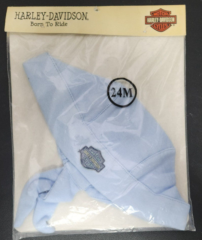 Born To Ride Baby Skull Cap by Harley Davidson, Baby Blue, New in Pkg