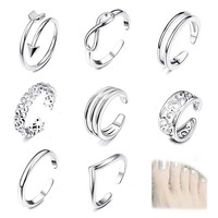 Damen Zehenring Set Boho Silber Verstellbar FußSchmuck Strand 8 StüCk