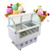 12 Pan Commercial Hard Ice Cream Showcase 170L Gelato Dipping Cabinet Case ﻿