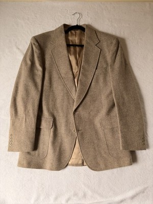 STRATHMORE MENS SPORT COAT  Beige 43R WOOL BLAZER Made in USA TWO BUTTON JACKET