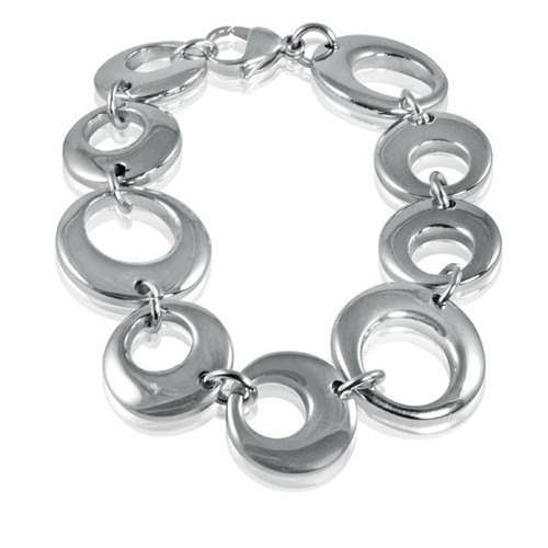 Ladies 7 inch Stainless Steel Circle Bracelet - Picture 3 of 3