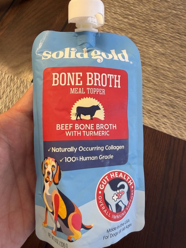 Solid Gold Beef Bone Broth with Turmeric 8 Oz Natural Dog Food Topper