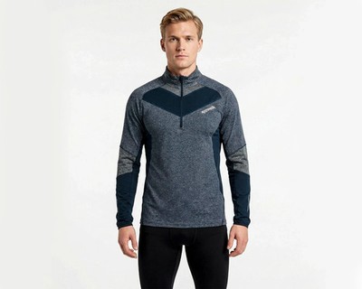 Rottefella Merino Wool Blend Zip Neck Herren Base Layer Shirt Gr.M