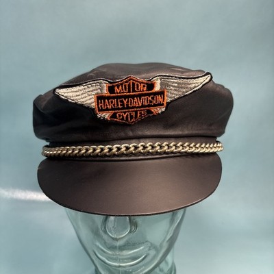 Vintage Harley Davidson Captains Hat w/ Chain - Leather Cap | eBay