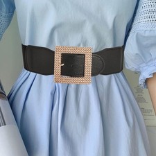 Wide Belt for Women with Square Buckle Lightweight Waist Belt for Dating Cosplay