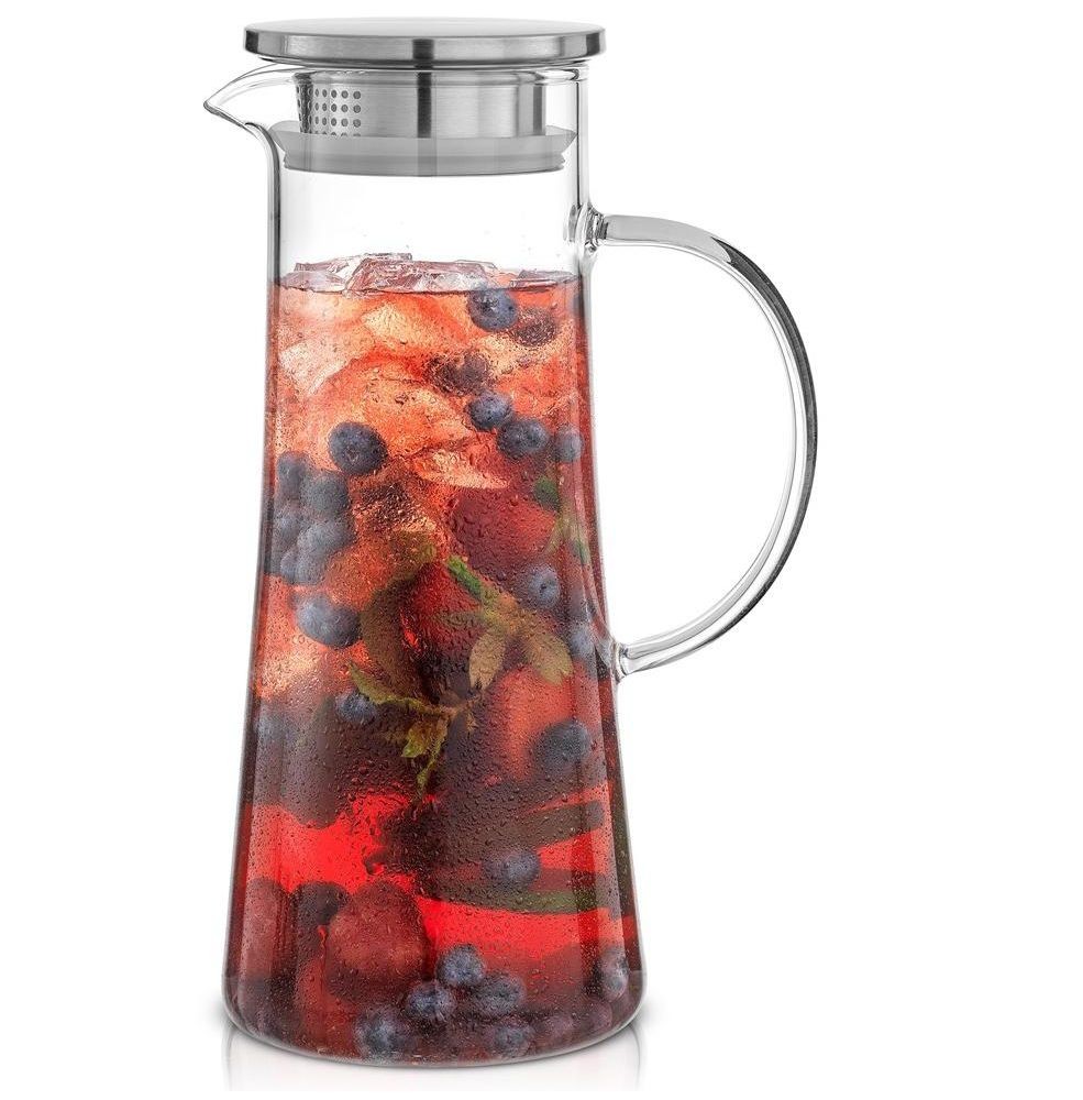 JoyJolt Breeze Glass Pitcher with Lid (Pour / Filter) 50oz Glass Water