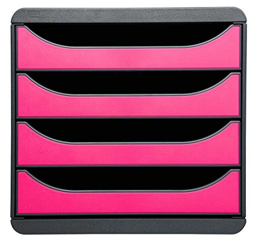 (TG. 34,7 x 27,8 x 26,7) Exacompta Set di cassetti Big Box Mouse Grey/Raspberry