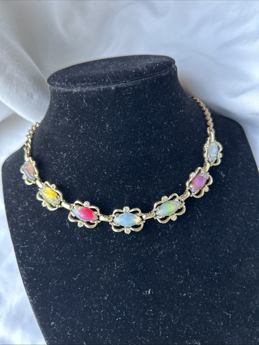 Vintage Sarah Coventry Sabrina Fair Strass HALSKETTE 1959 mehrfarbig Regenbogen 17 Zoll - Bild 2 von 10