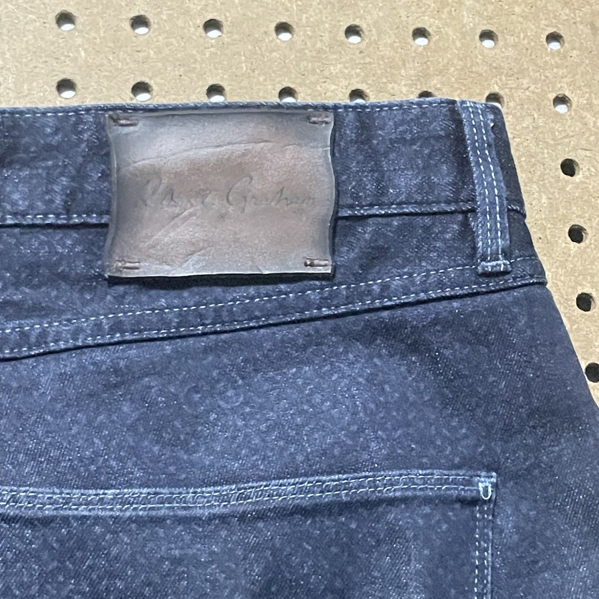 Robert Graham Jeans Men 38x35 Dark Wash Denim Tailor Kipling Straight Geometric View 4