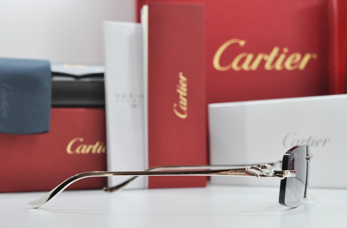 Cartier rimless CTO505S glasses Panthere decor silver Frame New