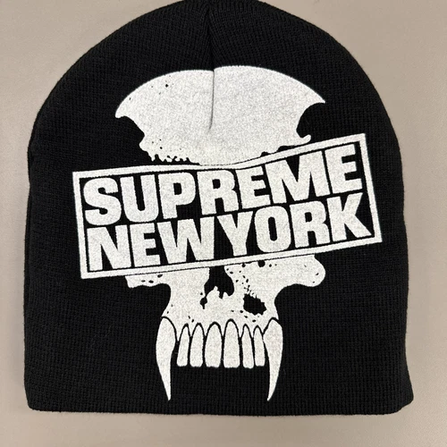 Supreme x Bounty Hunter Skull Beanie Noir OS FW23 Neuf avec étiquettes