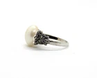 Vintage Solid 925 Sterling Silver Baroque Pearl Marcasite Cocktail Jewelry