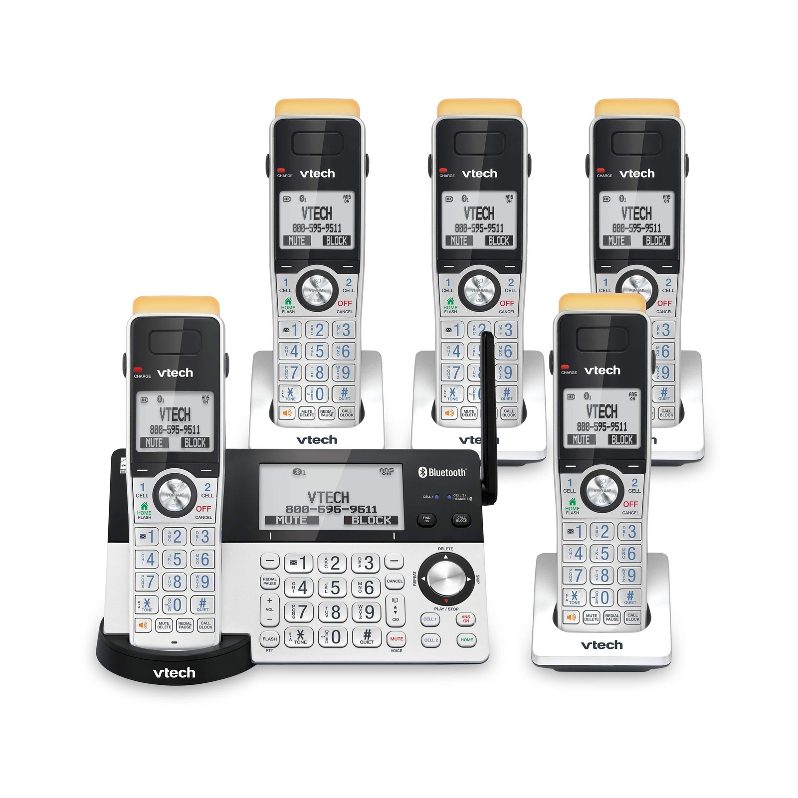 VTech IS8151-5 Super Long Range 5 Handset DECT 6.0 Cordless Phone for Home wi...