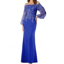 Elegant Long Mother of the Bride Dresses Chiffon Boat Neck Floor-Length Mermaid
