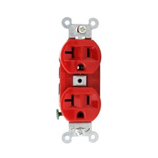 LEVITON 5362-R INDUSTRIAL HEAVY DUTY DUPLEX RECEPTACLE, STRAIGHT, 20A, 125V, RED
