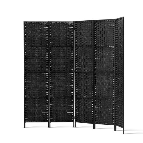 Artiss 4 Panel Room Divider Screen Partition Privacy Fold Stand Woven Black - Picture 2 of 7