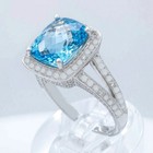 GENUINE  3.59 Cts BLUE TOPAZ & DIAMONDS RING 10K SOLID GOLD - Free Appraisal — photo 3