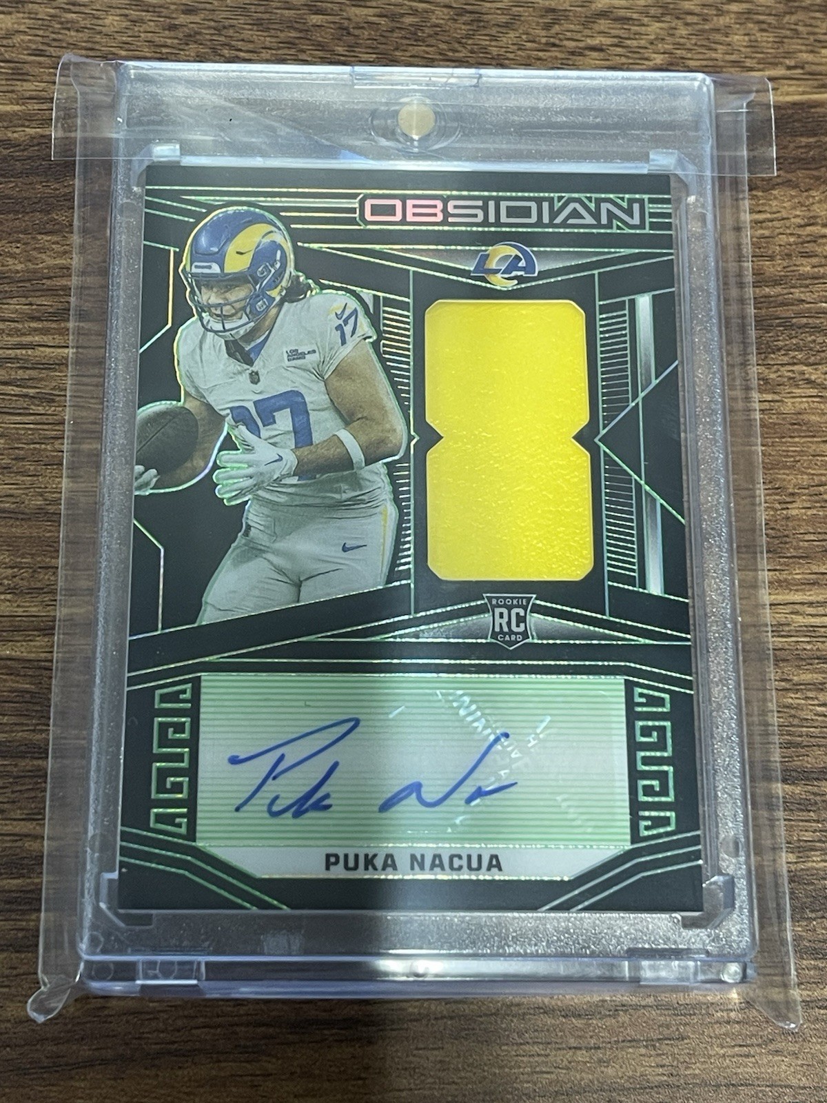 2023 Panini Obsidian - Rookie Jersey Auto Puka Nacua Electric Etch Green /25 RPA
