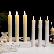 2 Pack Flameless Taper Candles 3D Wick Light Christmas Long Candles Lights Party