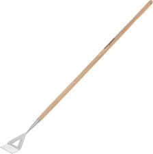 Stainless Steel Dutch Hoe with Wooden Handle - Heavy Duty Weeder Tool