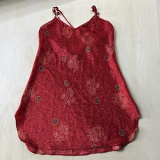 Vintage Jaclyn Smith Gown Womens Med Red Satin Floral Chemise Sleepwear Lingerie