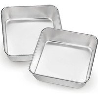 Kuchenform 2Er Set Edelstahl Eckig 16X16X4,8Cm FüR Brownie Lasagne