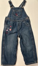 OshKosh Bgosh Vestbak Girls Flowers Denim Overalls One Piece Size 24 Months