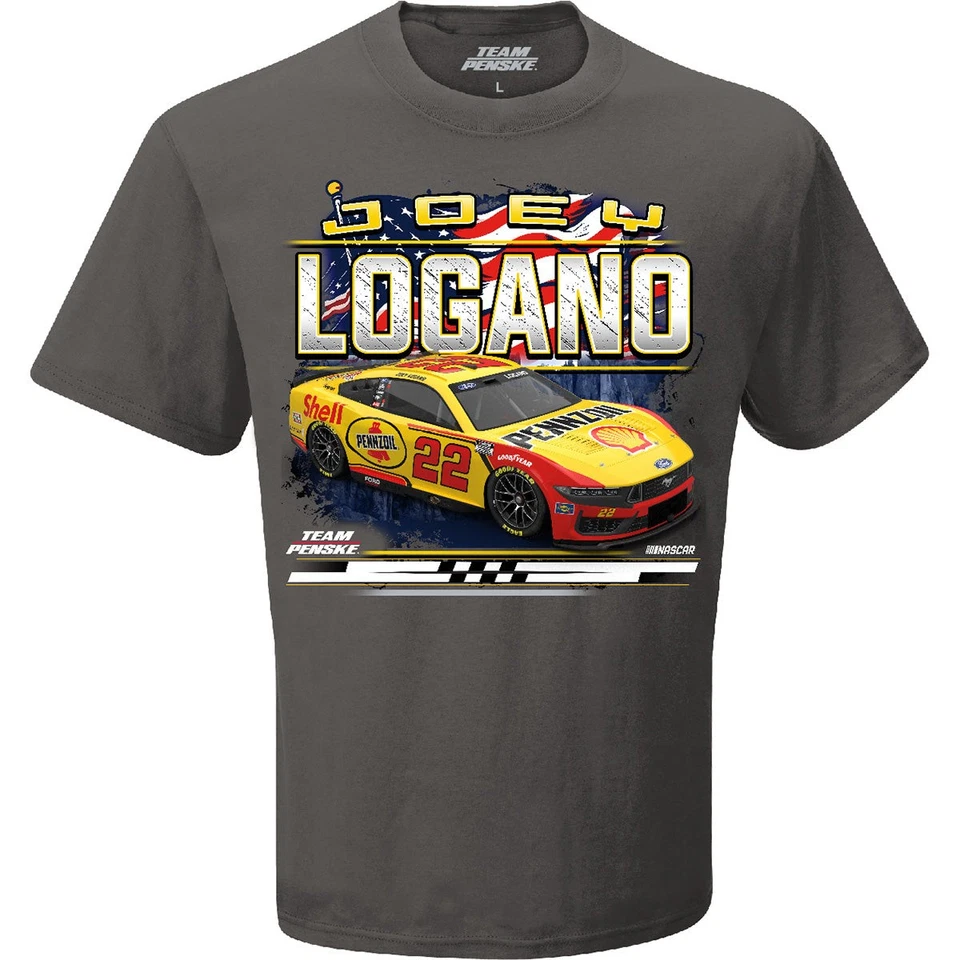 Camiseta gris de 2 puntos Joey Logano 2025 Shell-Pennzoil Patriotic Eagle - exclusiva Foto 2 de 3