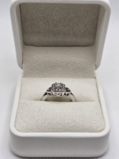 14ct White Gold 0.40ct Brilliant & Princess Cut Diamond Cluster Halo Ring Size K