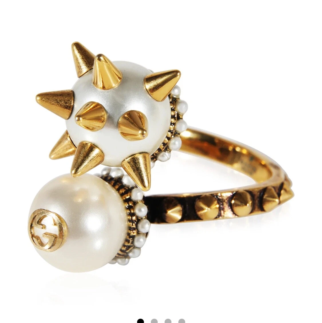 Bague boule à pointes Gucci métal avec fausse perle taille 7