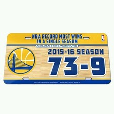 GOLDEN STATE WARRIORS SPECIALTY ACRYLIC CAR LICENSE PLATE NBA RECORD 73 WINS