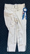 Dressage* BREECHES  Front Zip  LADIES sz 34L *WHITE* *NEW Nylon Blend FULLSEAT