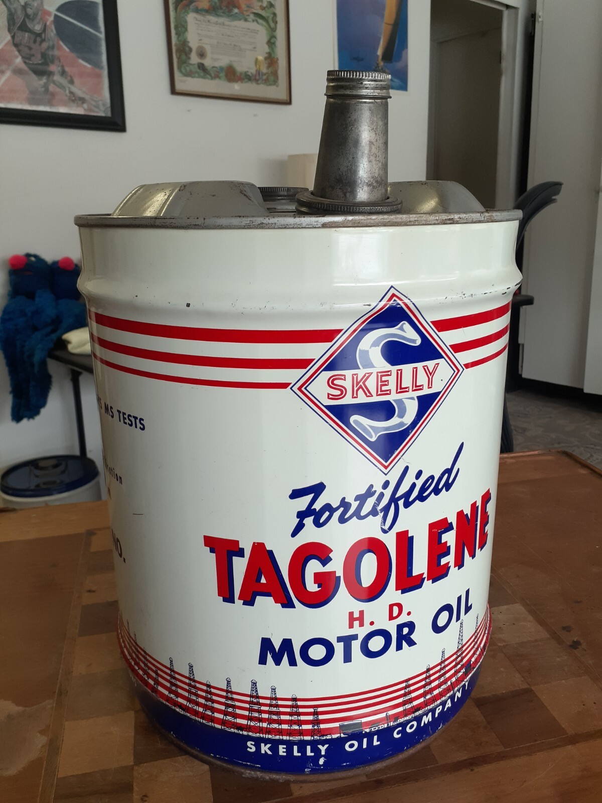 Vintage 5 Gallon Skelly Tagolene H.D. Motor Oil Can eBay