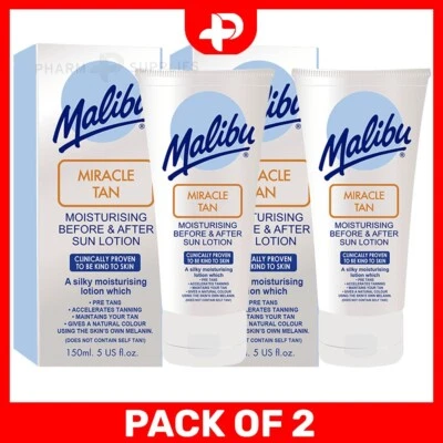 Malibu Miracle Tan Before & After Moisturising Silky Sun Lotion 150ml Pack of 2