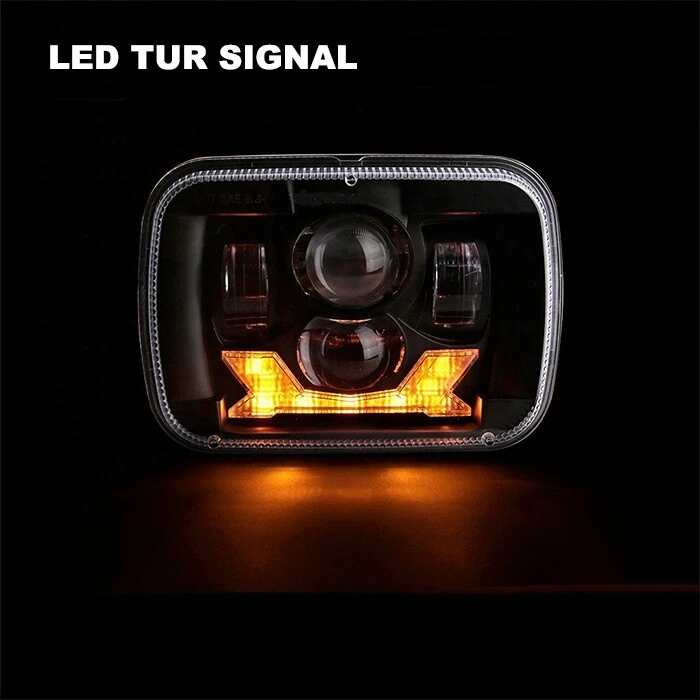 7x6'' 5x7" RHD LED Headlight High Low Beam DRL For Jeep Cherokee XJ YJ Chevy - Image 4 of 4