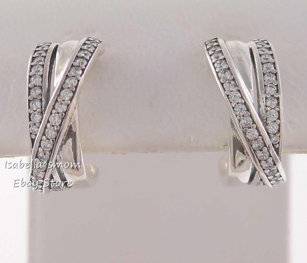 ENTWINED Authentic PANDORA Silver HOOPS Earrings 290730CZ NEW w
