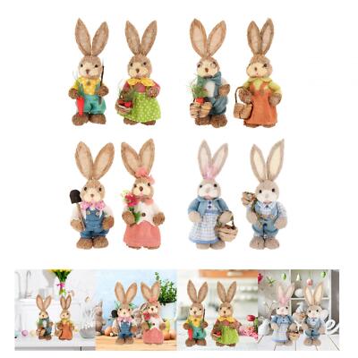 2pcs Artificial Straw Rabbit Figurine Toy for Home Decor | eBay Australia