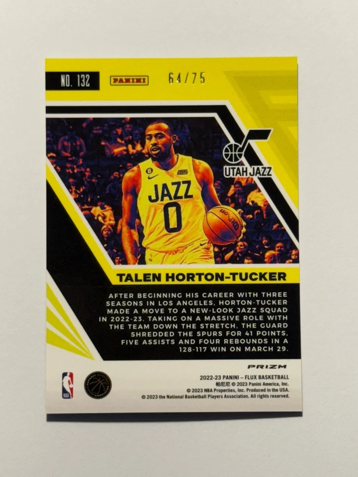 2022-23 Panini Flux Basketball #132 TALEN HORTON-TUCKER /75 Supervonova Prizm - Image 2 of 2